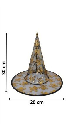 CHAPEU BRUXA TRANSPARENTE CAVEIRA